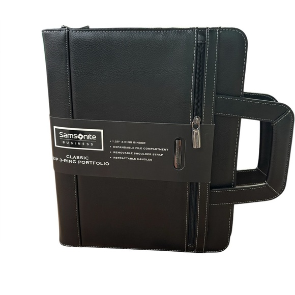 Samsonite Business classic 3 ring binder portfolio messager bag black - Picture 3 of 9